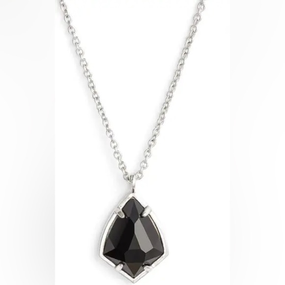 Kendra Scott Cory Semiprecious Stone Pendant Necklace - Black/Silver Tone - NWT - Picture 2 of 7